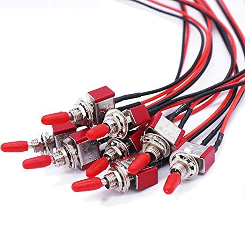 mxuteuk 8Pcs Mini Toggle Switch SPST 2 Position 2 Pins ON/Off AC 125V 5A AC 3A 250V with Pre-soldered Wires MTS-101-X — image 1