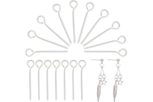 UNICRAFTALE 1000pcs 304 Stainless Steel Eyepins 16mm Open Eye Pins Head Pin Earring Pins Jewelry Making Findings DIY Components for Beads Making Connector Hole 2mm Pin 0.6mm