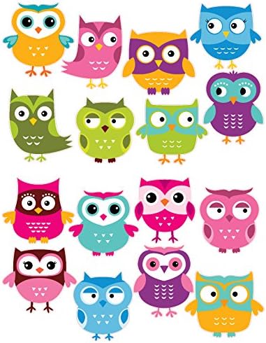 Cute Owls Repositionable Removable Wall Decal Stickers 16 Piece Set