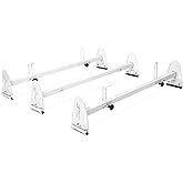 AA-Racks Model X27 Rain-Gutter Van Roof Racks Square 3 Bar Set with Ladder Stoppers, Full (White)