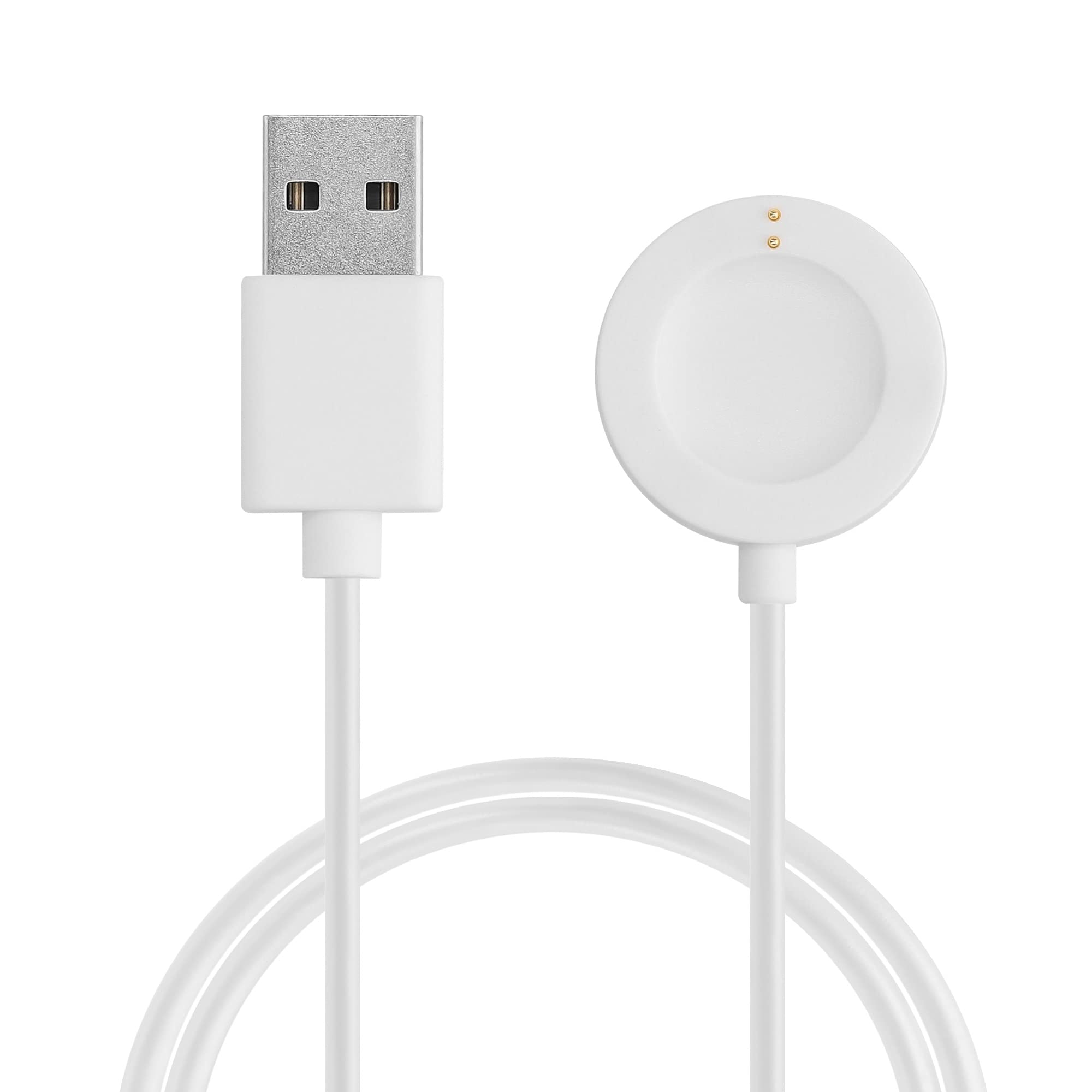 kwmobile USB Cable Charger Compatible with Fossil Gen 6 5 4 Smartwatch/Skagen Falster 2 Cable - Charging Cord for Smart Watch - White