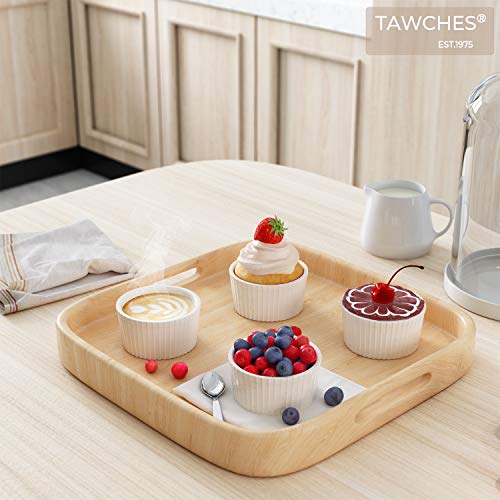 Bone China Ramekins for Baking, 6 oz set of 4 White Custard Cups Creme Brulee Dishes for Cooking and Serving, Safer and Healthier Dessert Bowls TAWCHES TS001(6oz 4pcs) - Thumbnail 6