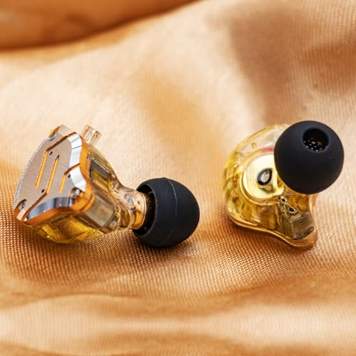 Linsoul KZ ZS10 Pro,5-Core 4BA+1DD In-Ear Headphones,HiFi Wired Earphones,Gaming Earphones,IEM Hybrids,Detachable 2Pin Recessed Cable (Dazzling Yellow, with Mic)