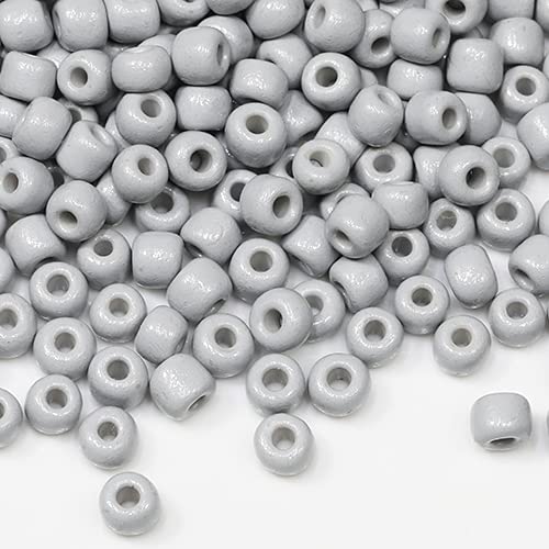 Tibaoffy Size 6/0 Crafts Glass Seed Beads 4mm Gray Beads for Jewelry Making (Total About 100g About 1200pcs)
