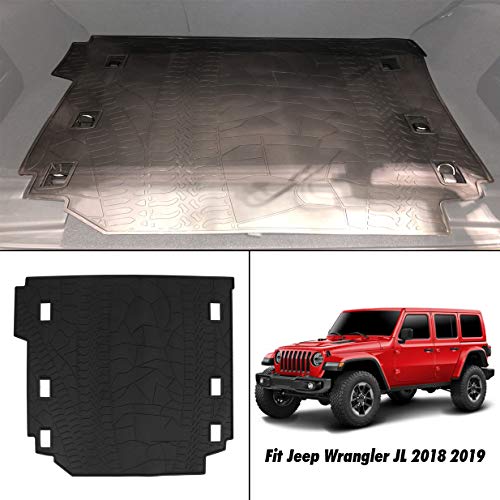 iallauto Rubber Trunk Mat Custom Fit Jeep Wrangler JL 2018 2019 Car Front Rear Cargo Liner All Weather Vehicle Carpet Heavy Duty Full Black-Waterproof-Odorless-Durable - Thumbnail 2