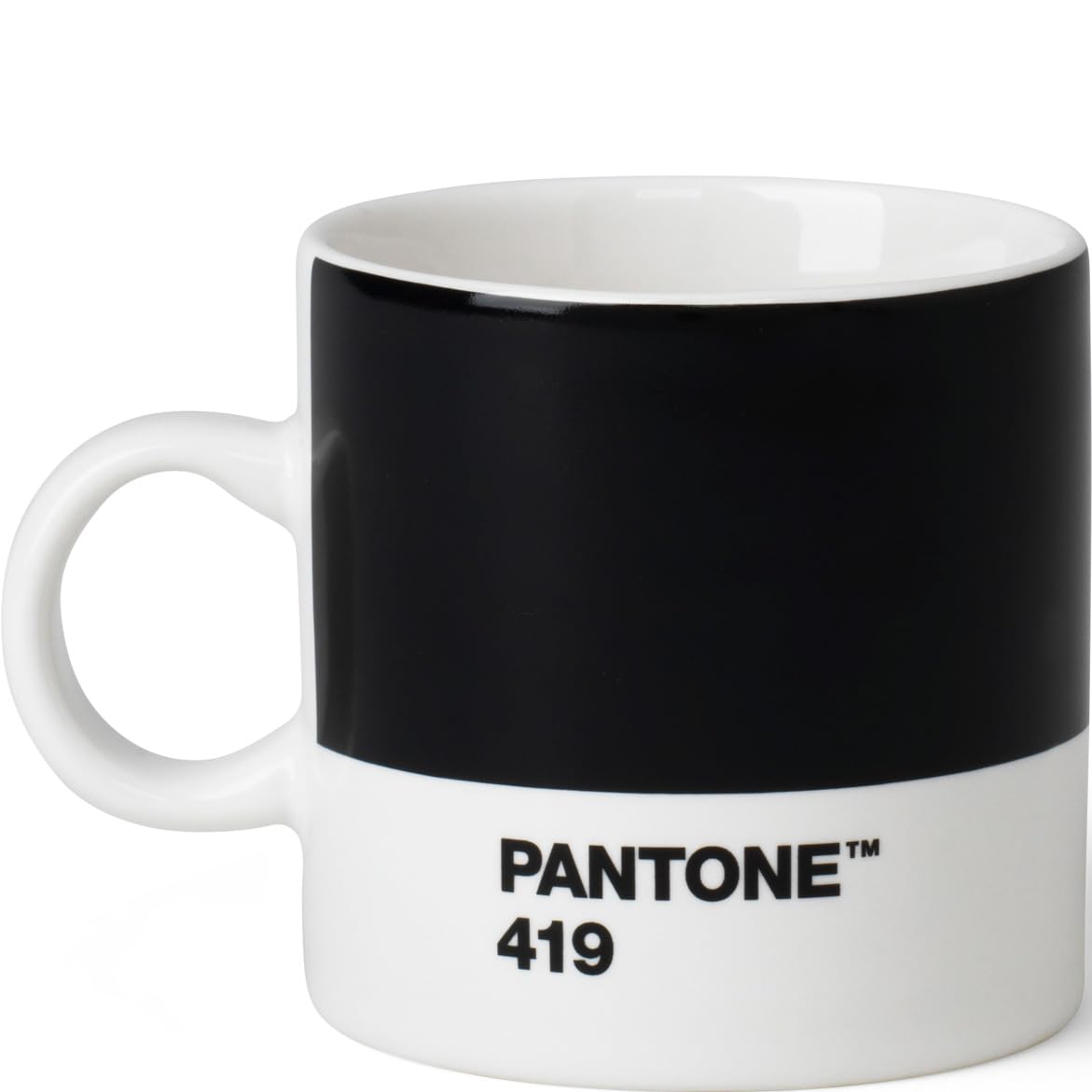 Pantone Copenhagen Design Espresso Cup with Handle, Small Coffee Cup, fine China (Ceramic), 120 ml / 4.2 fl. oz. Black