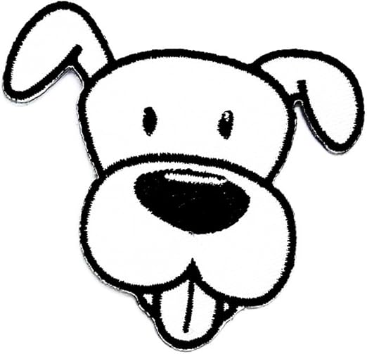 Tête De Chien Blanc Dessin Animé Enfants Patch Main Brodée