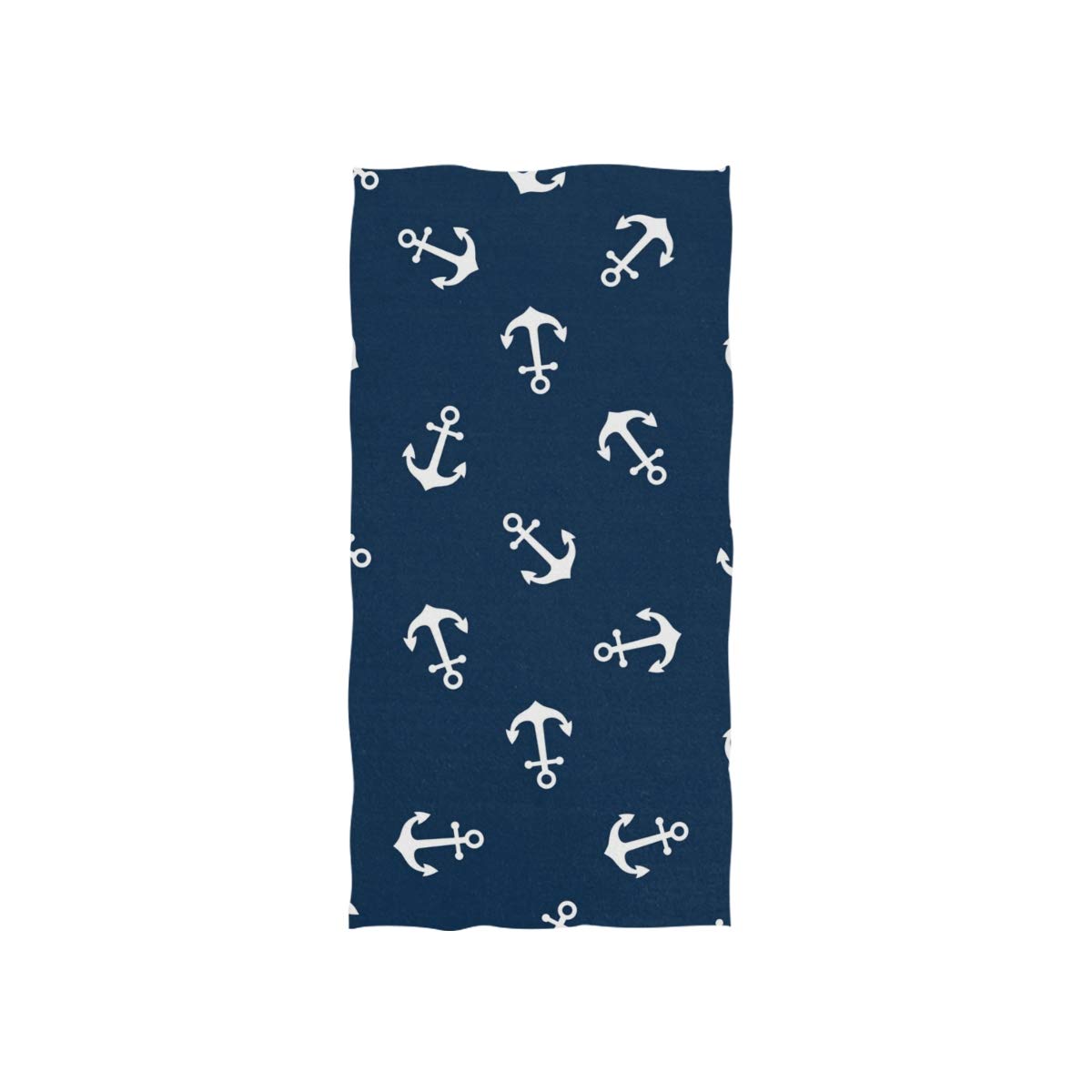 Moyyo Nautical White Anchor Hand Towel Polyester Towel Sweat Towel Soft Lightweight Single-Sided Printing Hand Towel for Sport Gym Bathroom for Adults and Kids-30 x 15 inches