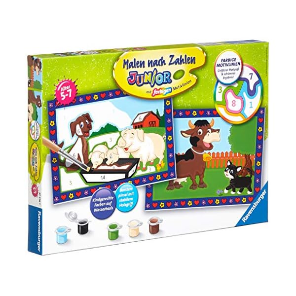 Ravensburger Malen nach Zahlen 27779 - Liebe Bauernhoftiere - Für Kinder von 5-7 Jahren