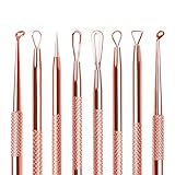 Blackhead Remover Kit,Rose Gold Stainless Steel Gilding Comedone Extractor Tool,Anti-microbial Double-side,Treatment for Blemish, Whitehead Popping,4 PCS