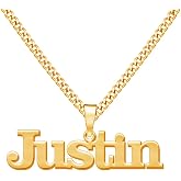Corissy Custom Name Necklace for Men Personalized 18K Gold Plated Necklace with Curb/Figaro Chain Customized Jewelry Gifts for Him