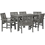 Walker Edison 6 Person Outdoor Wood Chevron Patio