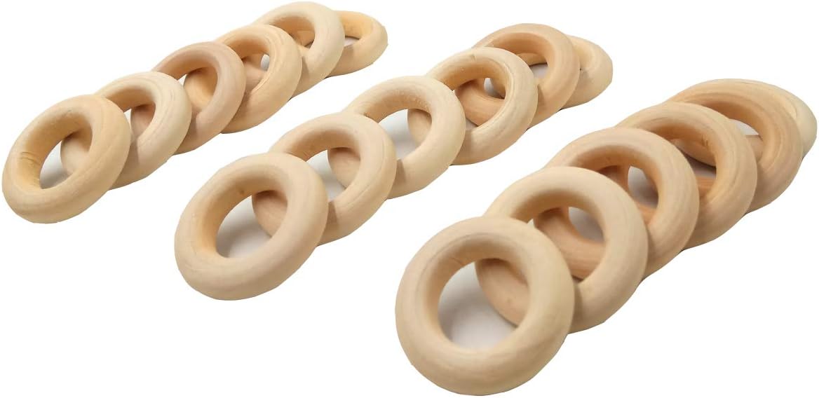 50pcs 30mm Natural Wooden Ring Unfinished Solid 1.18in Wood Rings Circle for Ring Pendant and Connectors Jewelry Making Craft