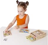 Melissa & Doug Animals Wooden Mini-Puzzle Set with Travel Case 17.8x13cm view 3