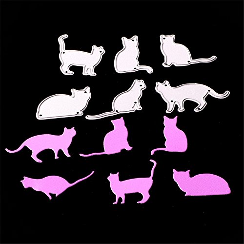 Dream_light Metal Cutting Dies, Embossing Dies Stencil Template Mould for DIY Scrapbooking Photo Album Paper Card Making Craft Wedding Party Decoration DIY Gift, Die-Cuts (Six Cats)