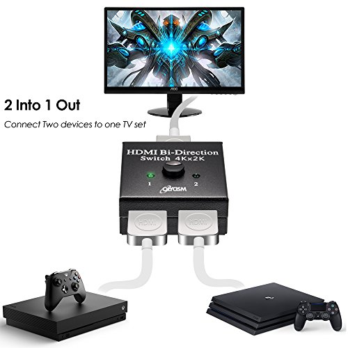 HDMI Switch Bi-Directional Switch Olycism Bi-direction Switcher/Splitter 2 Into 1 or 1 In 2 Out Support Ultra HD 4k X 2k 1080p for HDTV, Game Consoles, PC