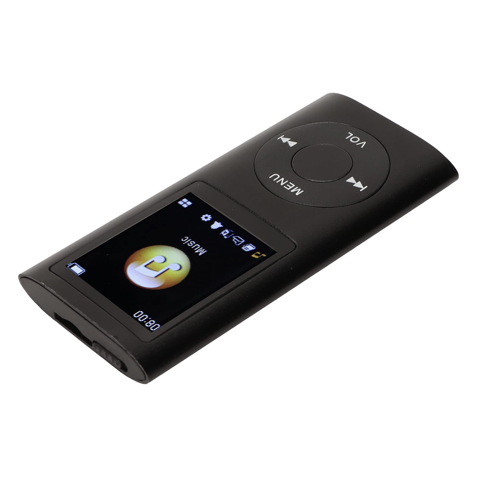 MP3 Player Stylish Multifunctional Lossless Sound Slim 1.8 Inch LCD Screen Portable MP3 Music Player (Black)