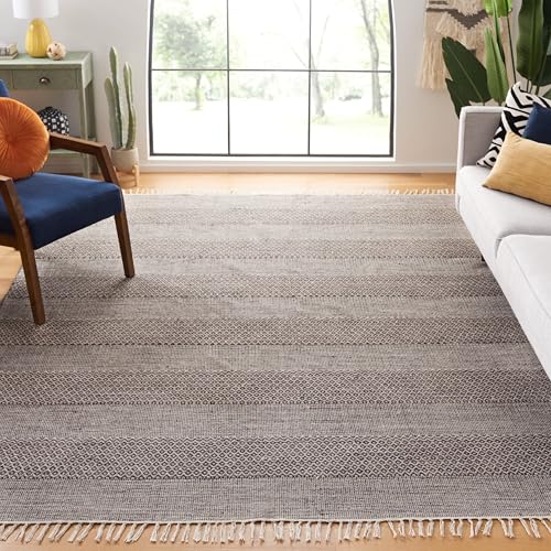 SAFAVIEH Montauk Collection X-Large Area Rug - 11' x 15', Ivory & Anthracite, H…