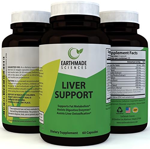 Liver Care Supplement with Milk Thistle Extract Silymarin - Natural Detox Cleanse Pure Dandelion Root Artichoke and Zinc - Potent Liver Support Capsules for Men and Women by Earthmade Sciences