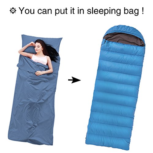 JUISEE Sleeping Bag Liner Lightweight Portable Sleeping Sheet Dirt-Proof Compact Travel Camping Sheet for Outdoor Travel Hiking Hotels Picnics (Blue, 83x46'') - Thumbnail 6