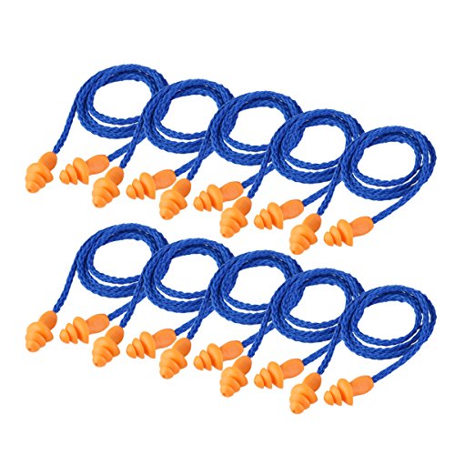 NUOLUX Reusable Ear Plugs Band Hearing Protection Soft 10 Pairs Blue