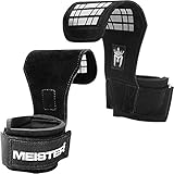 Meister Elite Leather Weight Lifting Grips w/ Gel Padding (Pair)