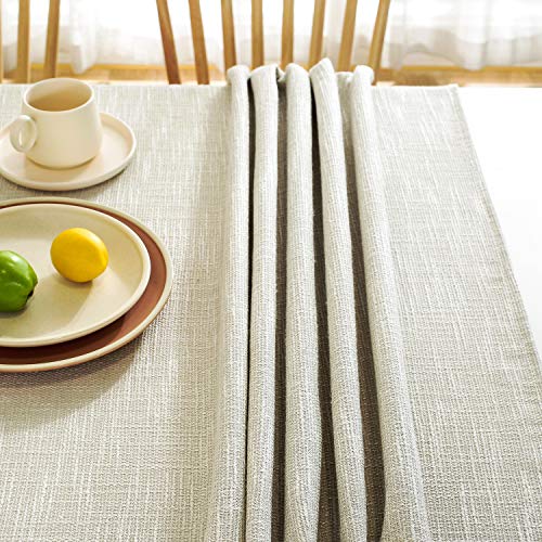 AmHoo Rectangle Heavy Weight Tablecloth Waterproof Cotton Linen Table Covers for Kictchen Dining Indoor and Outdoor Use 60×104Inch Beige