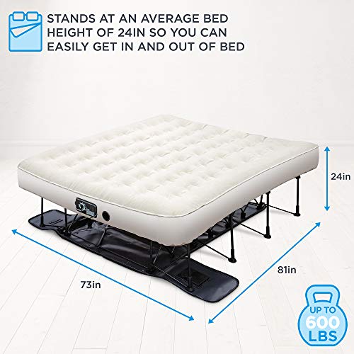Ivation EZBed (King) Air Mattress with Frame & Rolling Case, Self