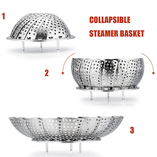 image for P&P CHEF TWO-PACK Vegetable Steamer Basket, Stainless Steel Steamer Ba