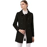 Allegra K Women's Peter Pan Collar Double Breasted Winter Long Trench Pea Coat