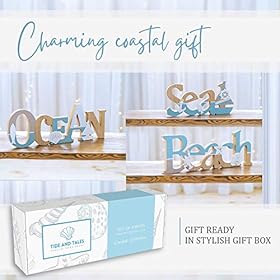 TideAndTales Coastal Decor Set of 3 Wooden Beach Signs: Beach, Ocean and Sea - Beach Decor for Beach House or Office… 51hoXFYQYTL