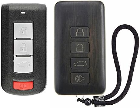 SHIKELANG Keyless Entry Remote Control Refit Rosewood Car Key Fob Shell Replacement for 2008-2016 Mitsubishi Lancer Outlander (Circuit Board &amp; Battery Excluded)