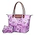 Crest Design Women's Large Handbag Tote Bag Shoulder Bag Purse for Work School Travel Gym Shopping Beach (Purple Butterfly)