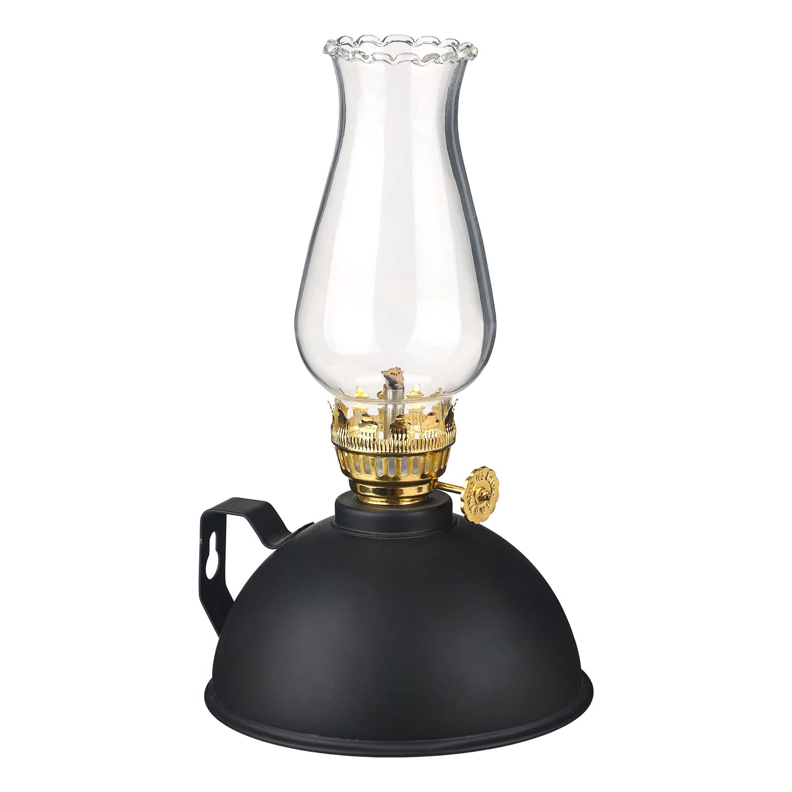 amanigo 7.48in Mobil Lamp Metal Belt Handle Oil Lamp For Camping Home Kitchen Bedroom Restaurant (Color : Black)