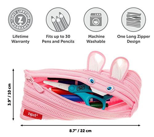 ZIPIT Animals Pencil Case, Bunny - Thumbnail 3