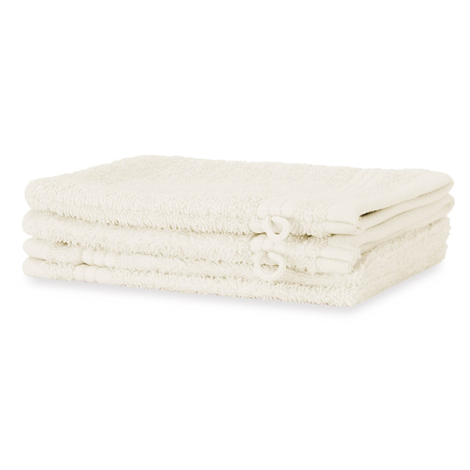 Merana Rome Washcloth Set Absorbent Soft and Lint- Terry Wash Gloves Luxury Quality Heavy Organic Cotton 590 GSM (Coconut, 4 x Wash Mitt (15 x 20 cm)