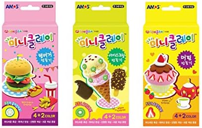 AMOS ICLAYS Mini Clay (Hamburger Set + Ice Cream Set + Muffin Set) DIY Making Kit