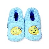 Snoozies Womens Sleepytime Cozy Sherpa Fleece Non Skid Slipper Socks - Emoji Zzz, X-Large