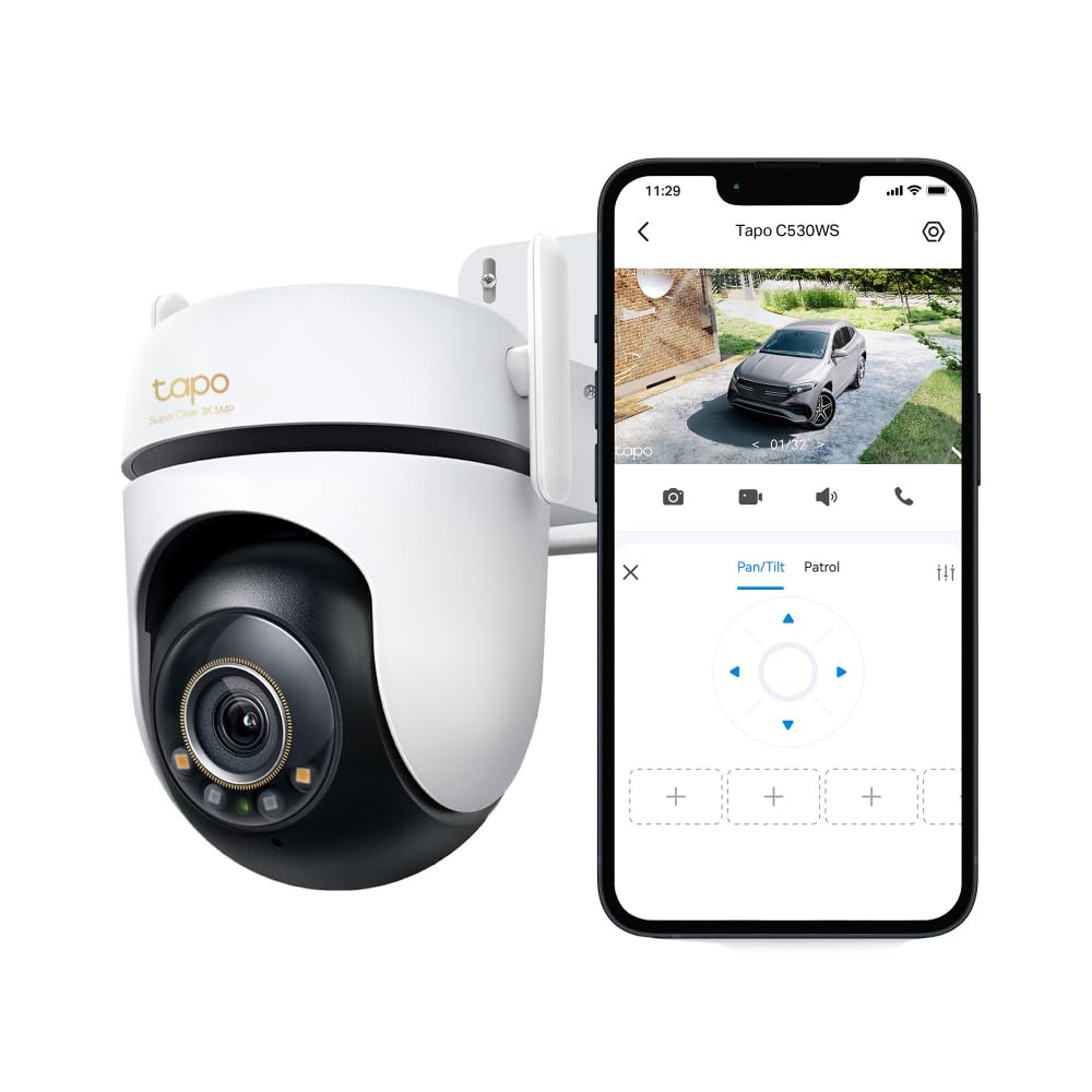 Photo 1 of Tapo 3K 5MP Outdoor Pan/Tilt Security Wi-Fi Camera – 360° View, Free Person/Vehicle Detection, Starlight Color Night Vision, IP66, Sound and Light Alarm, Works w/Alexa and Google Home, VistaCam 360°