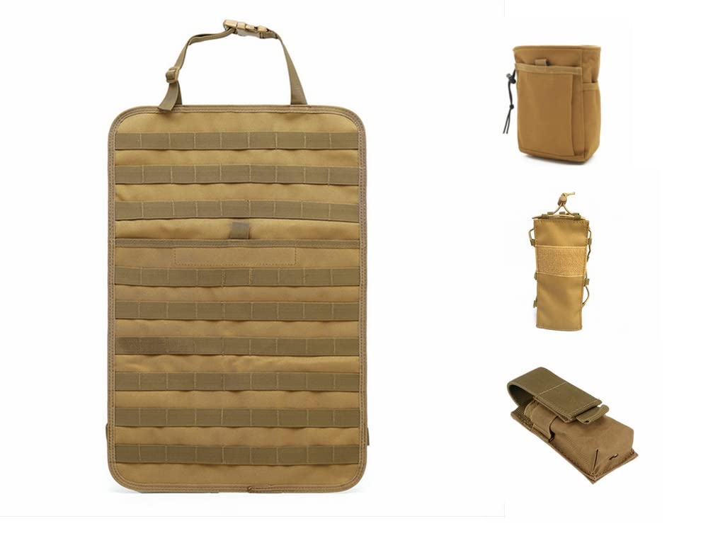 OAREA Tactical MOLLE Car Seat Back Organizer With Bottle/Flashlight/Recycle Pouch Car Seat Back Organizer Seat Cover Protector Universal Fit Multicolor