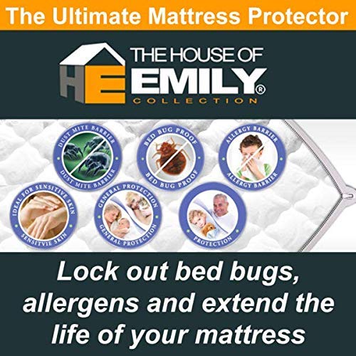 The House Of Emily Fully Enclosed Encased Waterproof Mattress Encasement Protector Cover 12" Deep Zip Closure (Double)