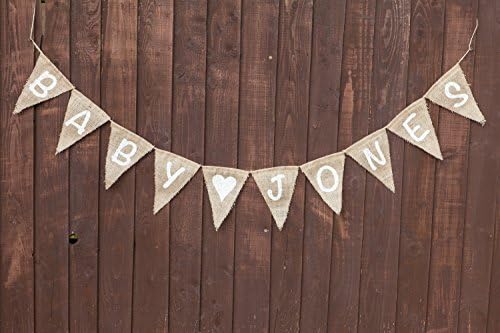 BABY *NAME* Personalised Bunting 6 Letters - Baby Shower/New Baby/Vintage Handmade Burlap/Hessian Bunting Shabby Chic Rustic Banner