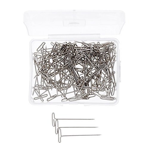 100Pcs Hair T Pins For Blocking Knitting Modelling Macrame Holding Wigs DIY Hair Style Tool with Plastic Box Strong Durable Easy to Insert and Remove 03#32mm