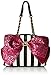Betsey Johnson Bow-Lesque Satchel, Stripe/Fuchsia