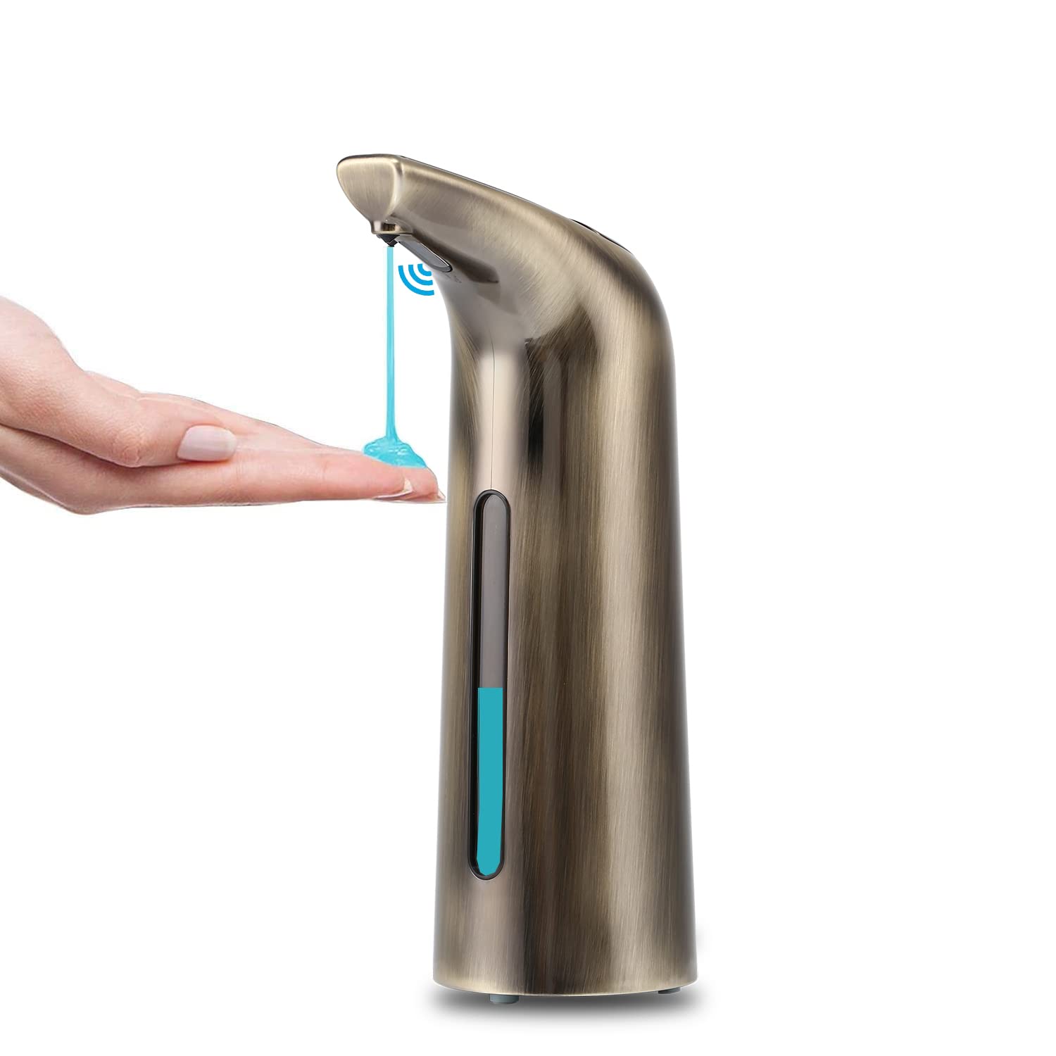 GULICA Soap Dispenser Automatic, Touchless Liquid Soap Dispenser, with Infrared Motion Sensor, Waterproof, 400ml/13oz, Green Bronze