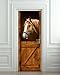 Door LAMINATED STICKER Horse in Stall Stable Western mural decole film self-adhesive poster 30x79