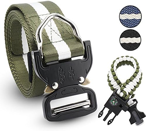 Beforce Multifunctional Kit Bundle – Includes Military Style Tactical Belt, Keychain, Fire Scraper, Compass, Whistle, Paracord. Tactical Belt + Survival Kit Best Camping Everday Use