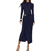 ZESICA Women's 2026 Spring Long Sleeve Bodycon Dress Mock Neck Wedding Guest Cocktail Party Long Midi Dresses