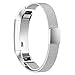 Simpeak Replacement Women Men Stainless Steel Milanese Loop Band Strap Compatible for Fitbit Alta/Fit bit Alta HR, Silver