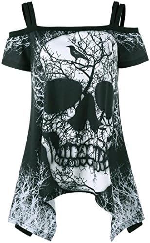 KEERADS Women Tank Tops Flowy Racerback Crop Top Skull Print Swing Tunic Tops